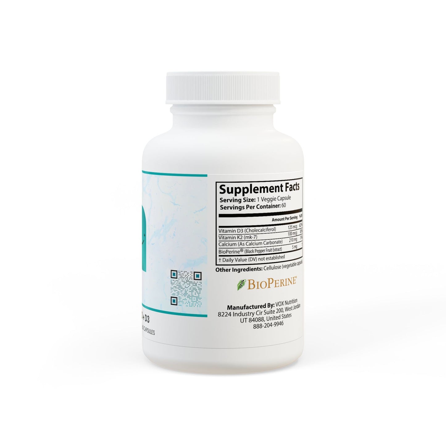 Vitamin K2 + D3 Supplement (60 Capsules)